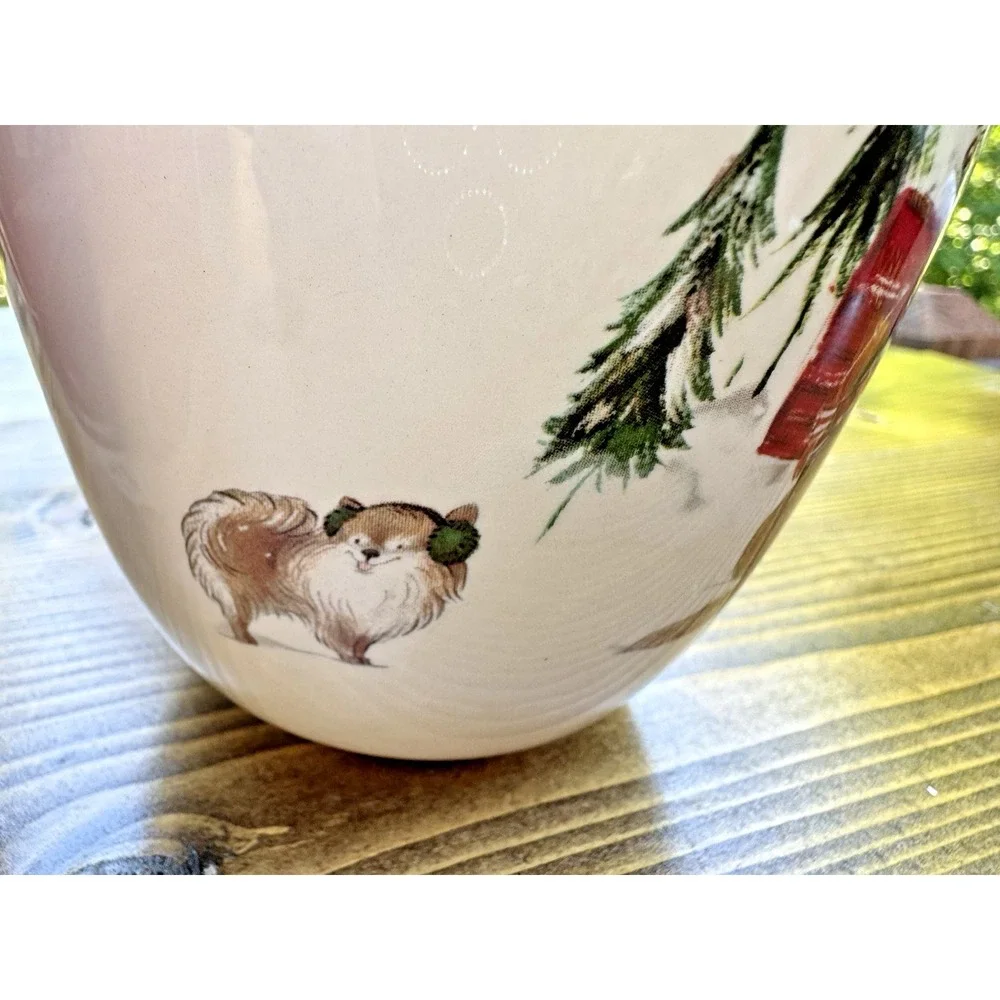 Pier 1 Winter Wonders Christmas Red Truck Dogs Cats‎ Mug Set 2 Ironstone